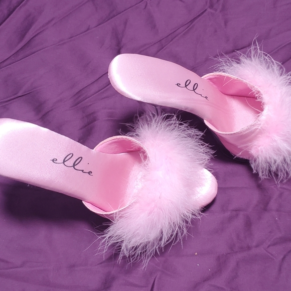 Ellie pink and clear feather 5 in heels size 9 - Picture 3 of 7